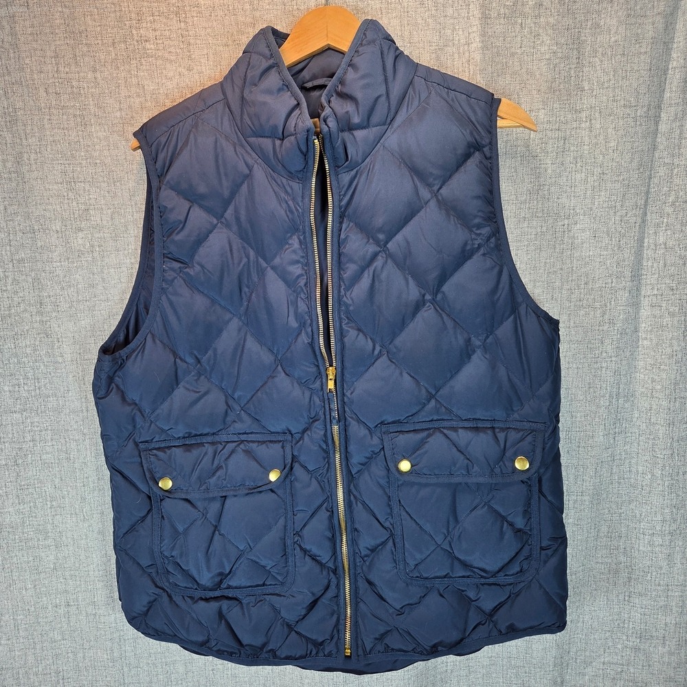 Woolrich Down Puffer Quilted Vest Adult XL Navy Blue Full Zip Sleeveless Cottage